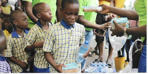 Children receiving food