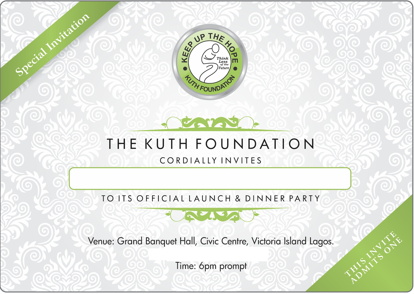 The invitation — Grand Banquet Hall, Civic Centre, March 18, 2012
