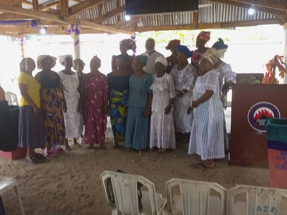 Group photo near the church podium