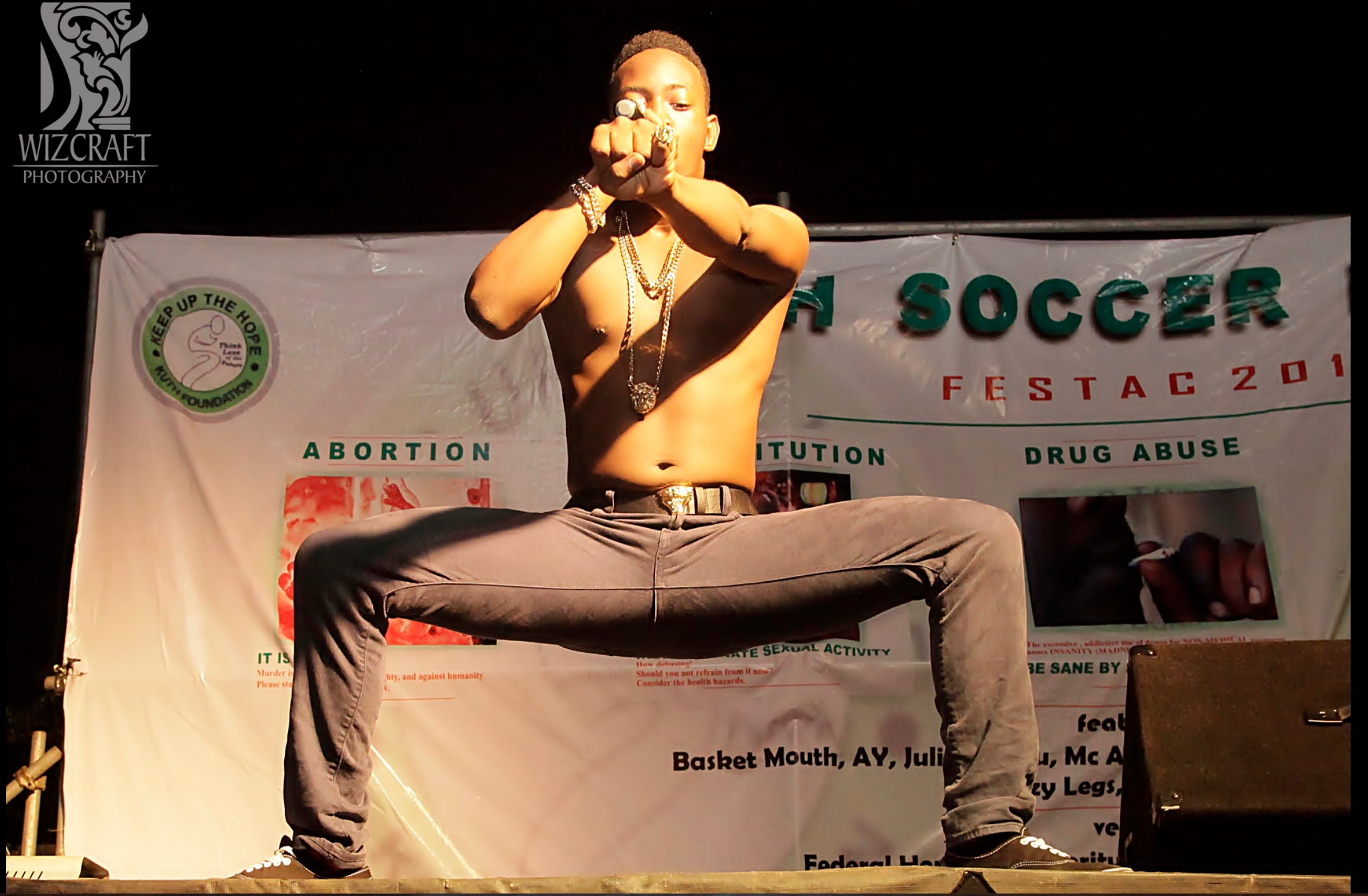Artist striking a pose on stage