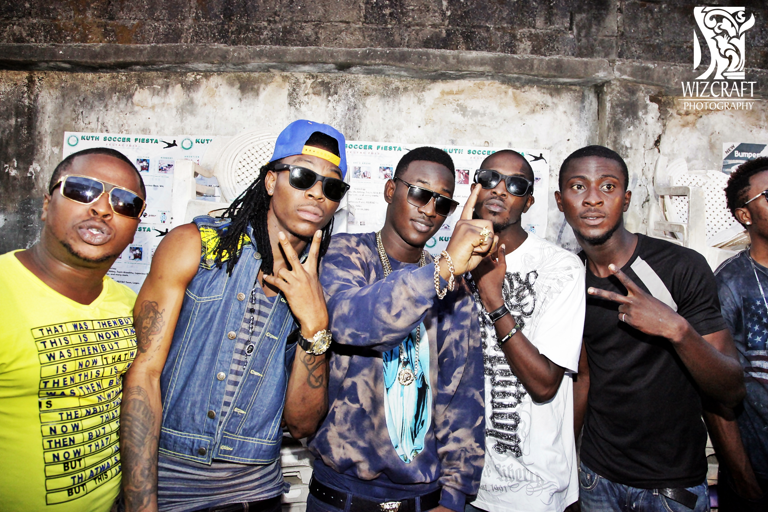 Artistes posing backstage at KUTH Soccer Fiesta