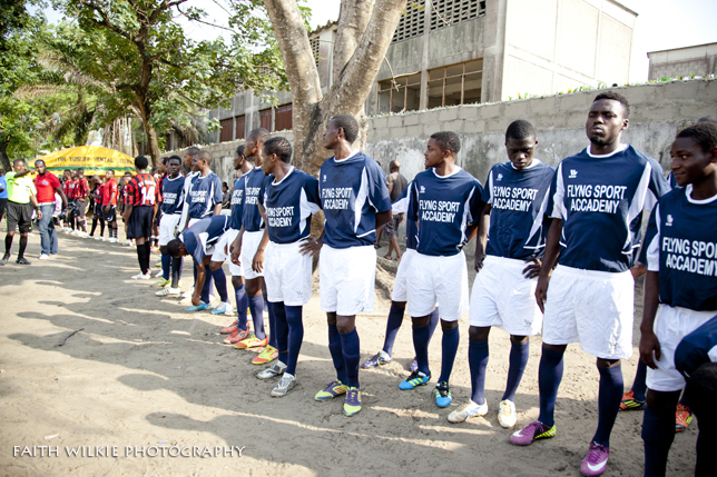 Teams lined up before kickoff