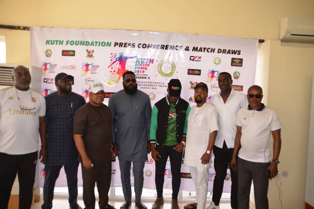 KUTH Foundation officials and sponsors at the 3rd Soccer Fiesta press conference in 2019